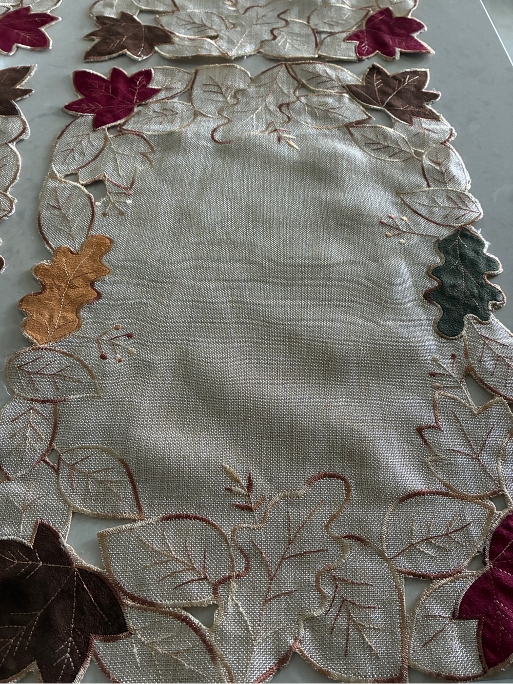 Autumn Leaves Placemats Set Of Four With Red, Brown, Gold, Green Leaves